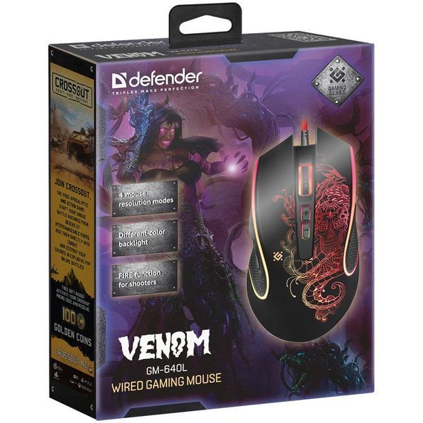 Мишка Defender Venom GM-640L Black (52640) 52640 фото