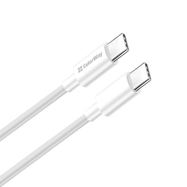 Кабель Colorway Type-C - Type-C (PD Fast Charging) 3.0А (65W) 2м білий (CW-CBPDCC056-WT) CW-CBPDCC056-WT фото