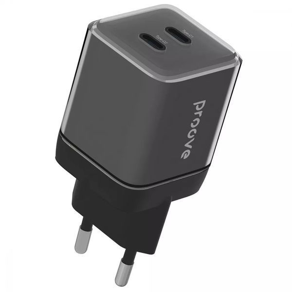 Зарядний пристрій Proove Pure GaN Max 67W (Type-C + Type-C) Power Adapter Black (WCPU67022201) WCPU67022201 фото