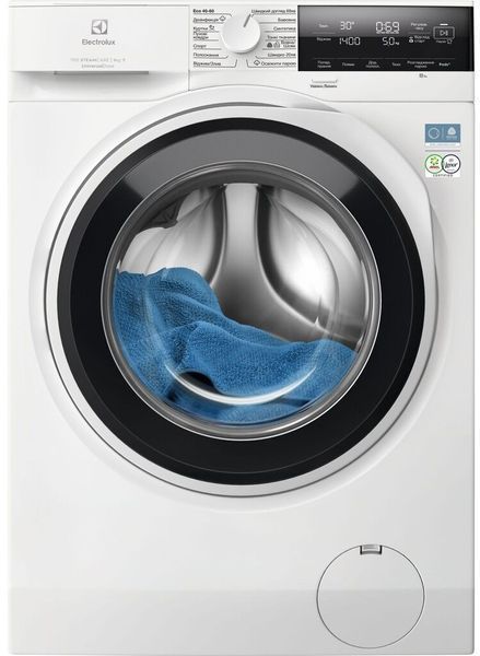 Стиральная машина Electrolux фронтальная, 9кг, 1400, A, 60см, дисплей, пар, инвертор, universaldose, белый EW7F3494FQU фото