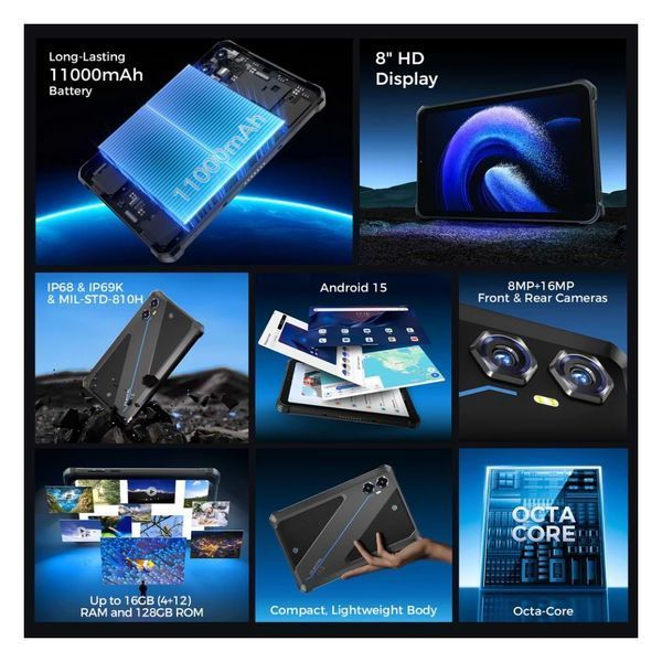 Планшет OUKITEL RT3 plus 8" 4/128GB NFC LTE Black (6941749808516) 6941749808516 фото