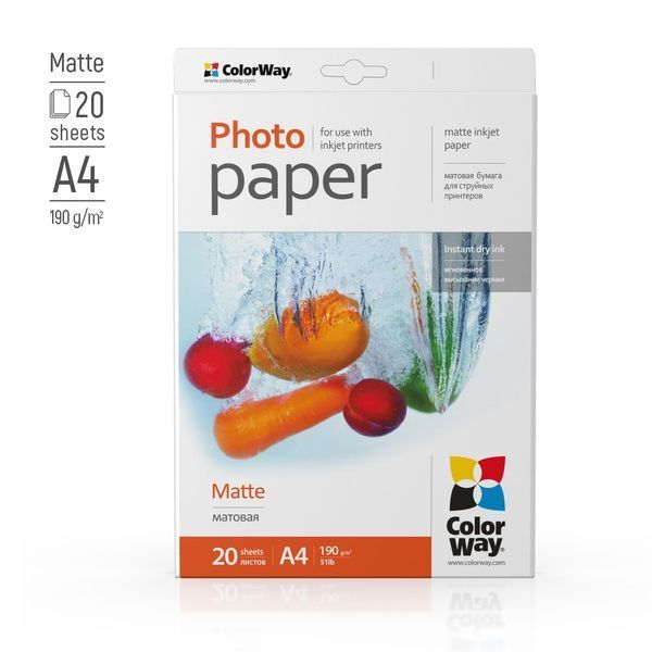 Фотобумага ColorWay матовая 190г/м2 A4 PM190-20 (PM190020A4) PM190020A4 фото