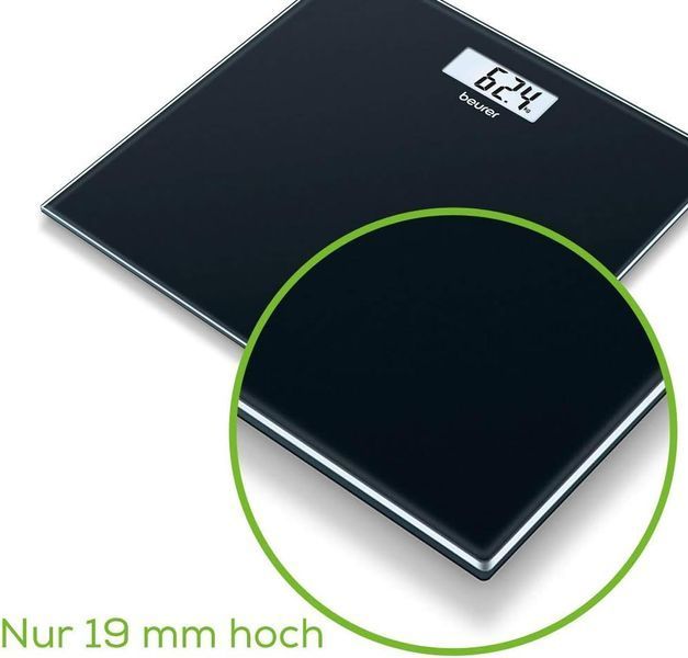 Beurer Весы напольные, 180кг, 1хСR2032 в компл, стекло, черный GS_10_BLACK фото