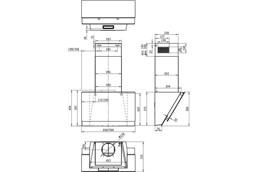 Gorenje Вытяжка наклонная, 60см, 639м.куб/ч, черный WHI649B21S фото