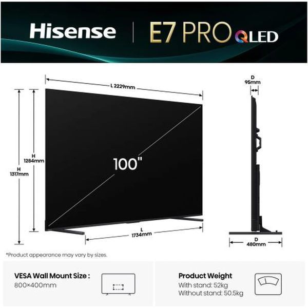 Телевізор 100" Hisense 100E7Q PRO 100E7Q PRO фото