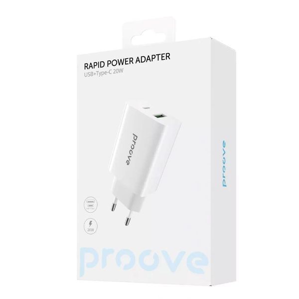 Зарядний пристрій Proove Rapid 20W (Type-C + USB) Power Adapter White (WCRP20110002) WCRP20110002 фото