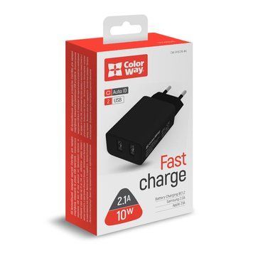 Зарядное устройство для Colorway 2USB AUTO ID 2.1A (10W) черный (CW-CHS015-BK) CW-CHS015-BK фото