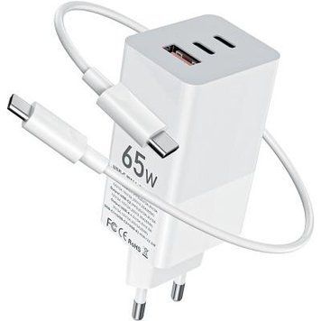 Зарядное устройство для Gelius Nimble GP-HC051 (65W) White + Cable Type-C/Type-C GP-HC051 фото