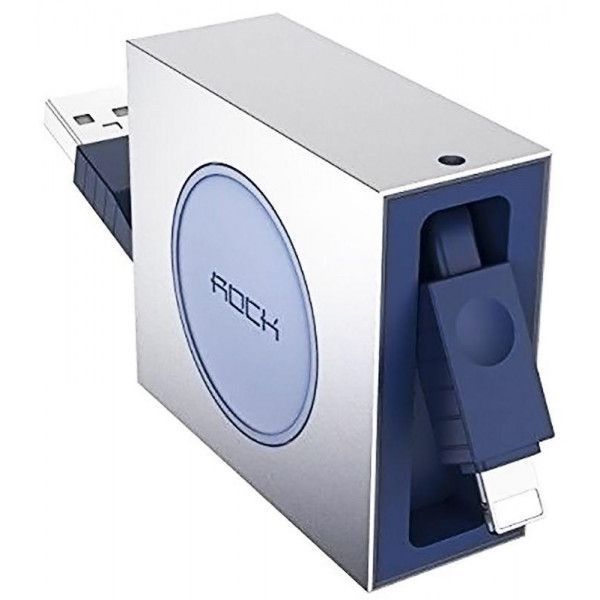 Кабель Rock Lightning Charge Retractable& Sync Cable 0,8 M Blue b17c348d-4cda-11ea-828a-38d54713ceda фото