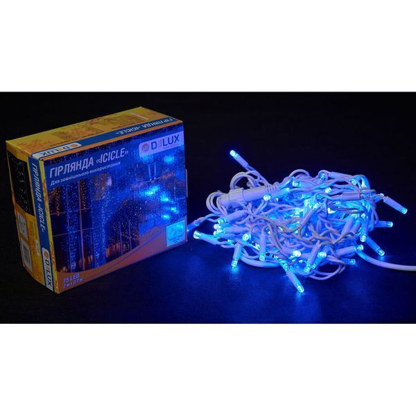 Гірлянда Delux ICICLE flash 75LED 2 х 0.7 м синій/білий IP44 EN (90012957) 90012957 фото