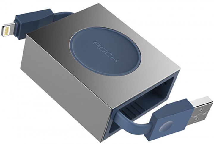 Кабель Rock Lightning Charge Retractable& Sync Cable 0,8 M Blue b17c348d-4cda-11ea-828a-38d54713ceda фото
