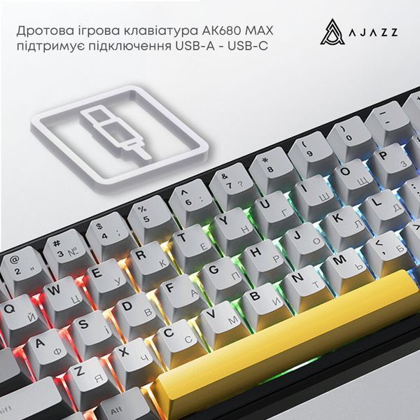 Клавіатура Ajazz AK680 MAX Magnetic Switch RGB USB Black (AK680-M-BGY-AW) AK680-M-BGY-AW фото