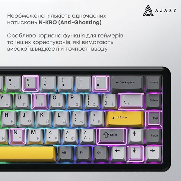 Клавіатура Ajazz AK680 MAX Magnetic Switch RGB USB Black (AK680-M-BGY-AW) AK680-M-BGY-AW фото