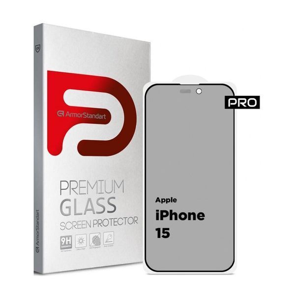 Захисне скло ArmorStandart Pro Anti-spy Matte для Apple iPhone 15 Black (ARM73171) ARM73171 фото