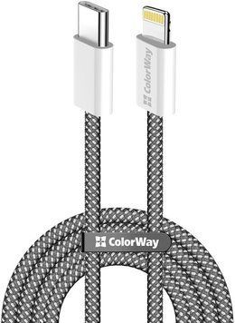 Кабель Colorway Type-C - Apple Lightning (27W) 2м черный (CW-CBPDCL068-BK) CW-CBPDCL068-BK фото