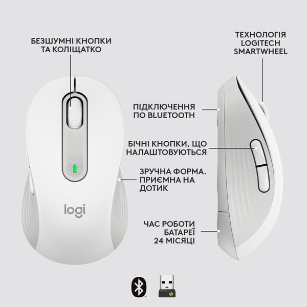 Мишка Logitech Signature M650 L Wireless Mouse for Business Off-White (910-006349) 910-006349 фото