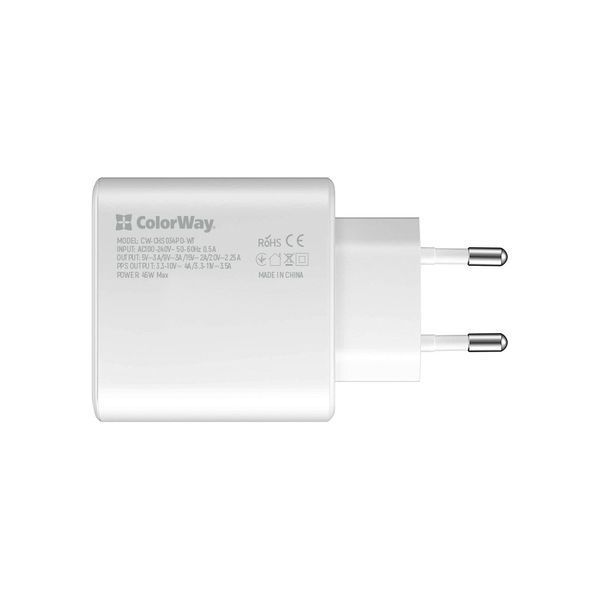 Зарядний пристрій ColorWay Power Delivery USB Type-C (45W) білий (CW-CHS034PD-WT) CW-CHS034PD-WT фото