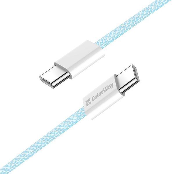 Кабель ColorWay Type-C - Type-C (PD Fast Charging 60W) 3.0А 1м синий (CW-CBPDCC061-BL) CW-CBPDCC061-BL фото