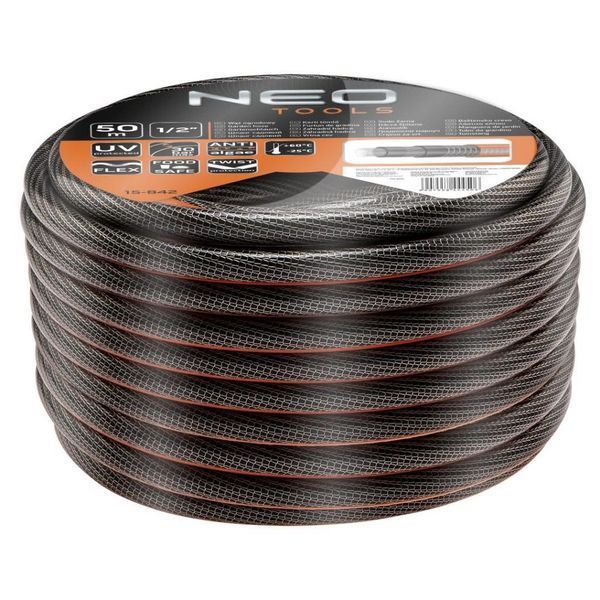 Шланг садовий Neo Tools Professional, 1/2", 50м, 6 шарів, до 30бар, -25&hellip;+60&deg;C 15-842 фото