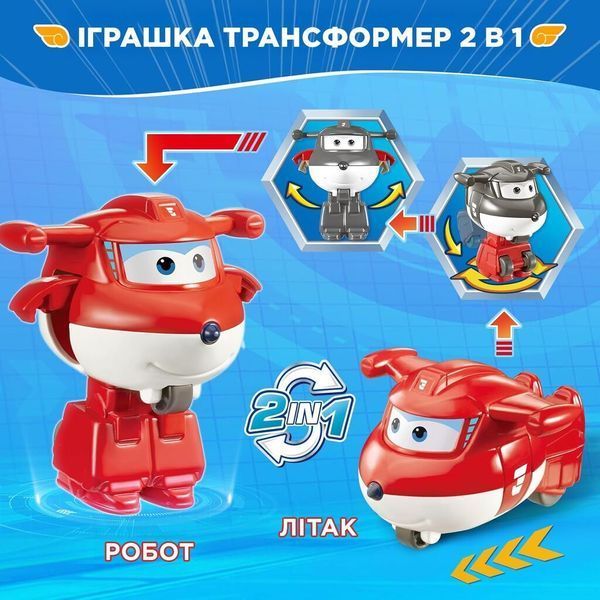 Игровая фигурка-трансформер Super Wings Transform-a-Bots Джетт (Jett), 5см EU780010 фото