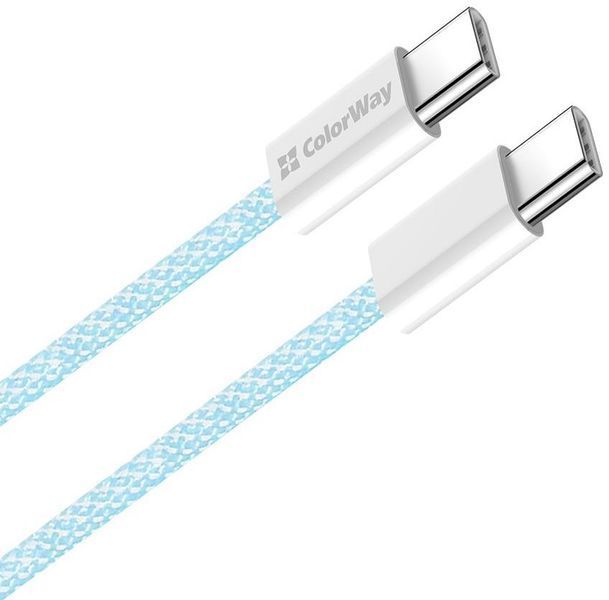 Кабель ColorWay Type-C - Type-C (PD Fast Charging 60W) 3.0А 1м синий (CW-CBPDCC061-BL) CW-CBPDCC061-BL фото