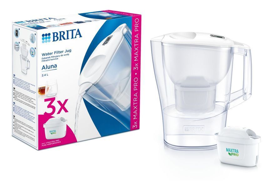 Фільтр-глечик Brita Aluna Memo MXPro 2.4л (1.4л очищеної води) з фільтр-картриджем 3шт, білий 1053054 фото