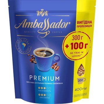 Кава Ambassador Premium розчинна 400 г (am.53444) am.53444 фото