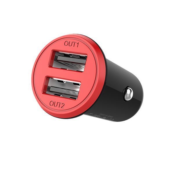 Автомобільний зарядний пристрій Colorway 2USB AUTO ID 3.4A (17W) red/black (CW-CHA026-BK) CW-CHA026-BK фото