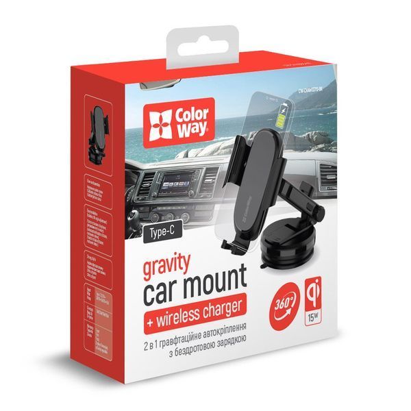 Автомобильное зарядное устройство для ColorWay Dashboard Car Wireless Charger 15W Black (CW-CHAW037Q CW-CHAW037Q-BK фото