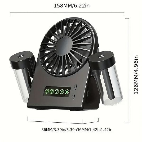 Вентилятор акумуляторний з зволоженням Table Spray Fan F8 (Black) F8 (Black) фото