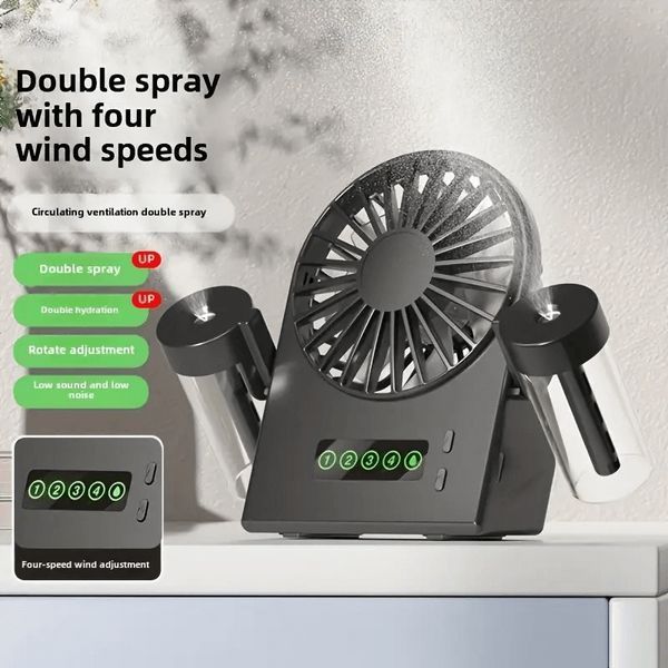 Вентилятор акумуляторний з зволоженням Table Spray Fan F8 (Black) F8 (Black) фото