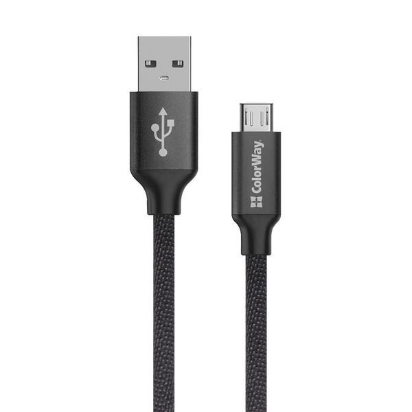 Кабель ColorWay USB - MicroUSB 2.4А 2м чорний (CW-CBUM009-BK) CW-CBUM009-BK фото