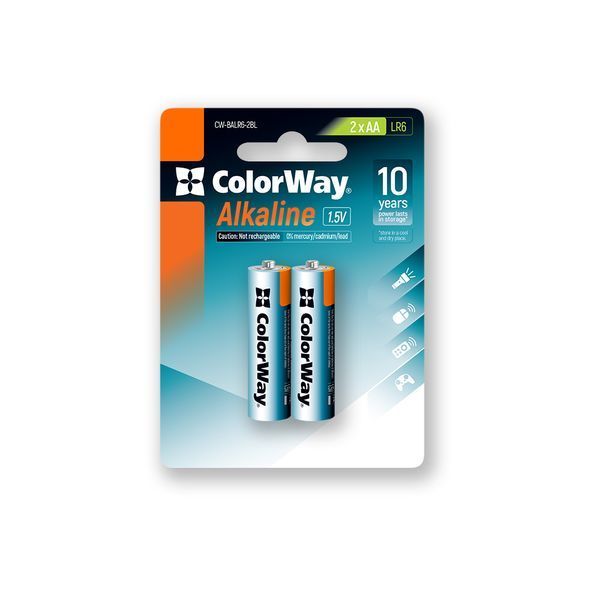 Батарейка СolorWay Alkaline Power щелочные AA (2шт) blister (CW-BALR06-2BL) CW-BALR06-2BL фото