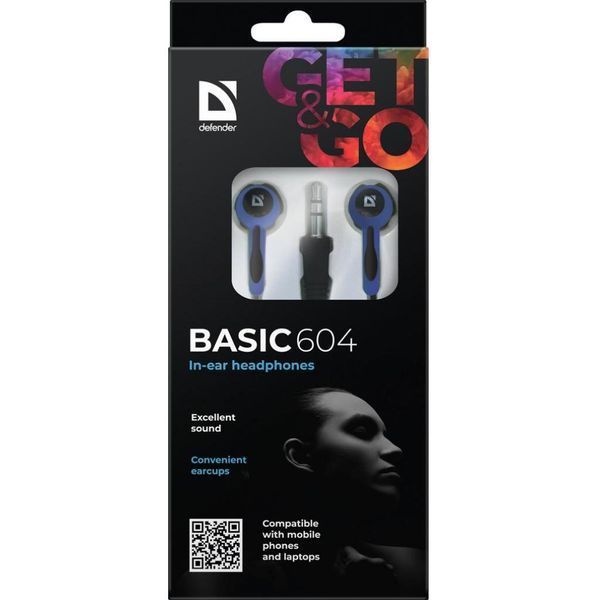 Наушники Defender Basic 604 Black-Blue (63608) 63608 фото