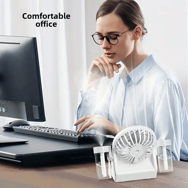 Вентилятор акумуляторний з зволоженням Table Spray Fan F8 (White) F8 (White) фото