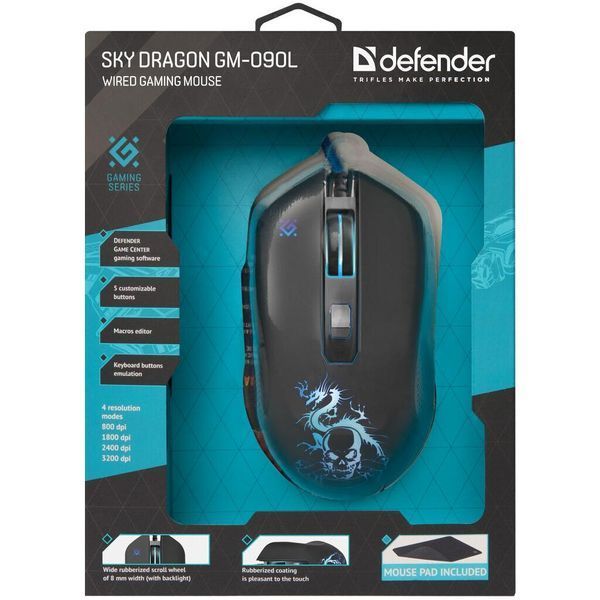 Мишка Defender Sky Dragon GM-090L Black (52090) 52090 фото