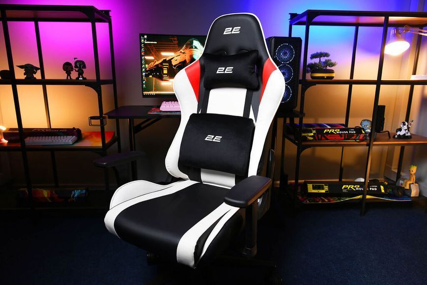 Кресло 2E GAMING BUSHIDO II, ПУ кожа, 3D-Armrests, чёрно-белый 2E-GC-BUS-WT фото
