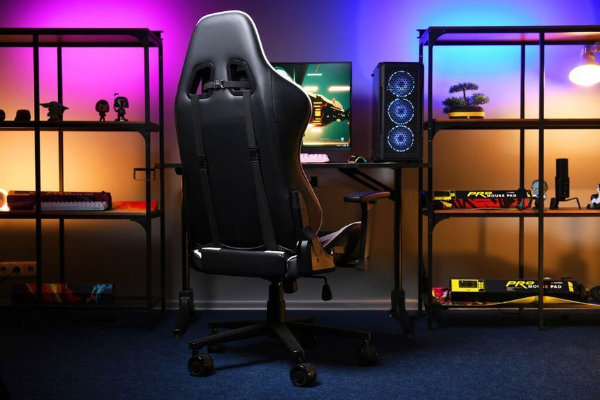 Кресло 2E GAMING BUSHIDO II, ПУ кожа, 3D-Armrests, чёрно-белый 2E-GC-BUS-WT фото