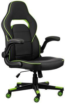 Крісло 2E GAMING HEBI, ПУ шкіра, Foldable Armrests, чорно-зелений 2E-GC-HEB-BK фото