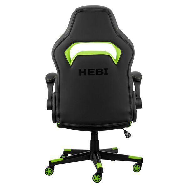 Кресло 2E GAMING HEBI, ПУ кожа, Foldable Armrests, чёрно-зелёный 2E-GC-HEB-BK фото