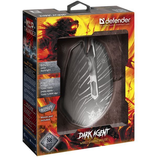 Мышка Defender Dark Agent GM-590L USB Black (52590) 52590 фото