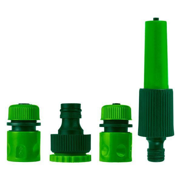 Набор для полива Verto 1/2"-3/4", ороситель ручной прямой, 2 коннектора для шланга, коннектор для крана 15G699 фото