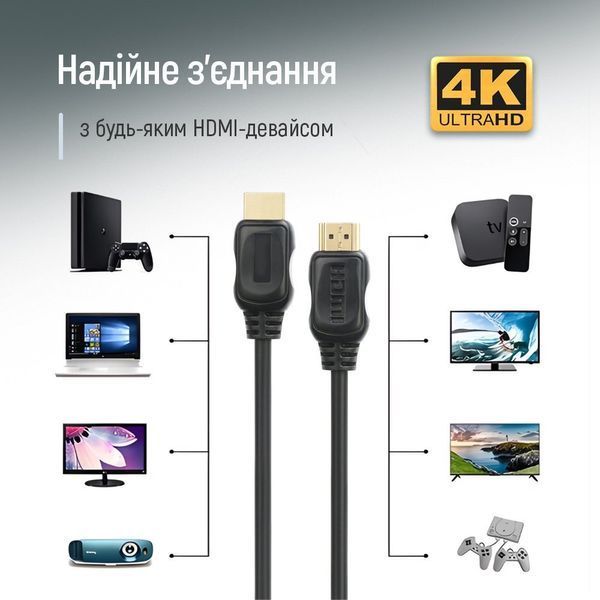Кабель ColorWay HDMI-HDMI V2.0 4K/60 Гц 1.5 м черный (CW-CBHD078-BK) CW-CBHD078-BK фото