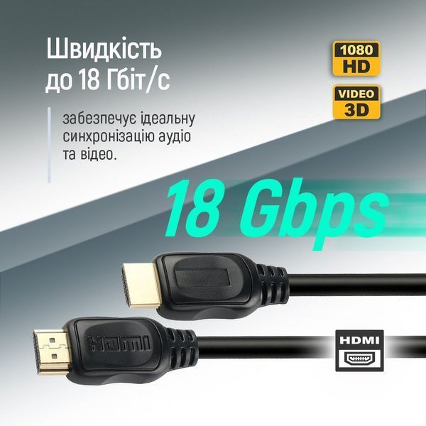 Кабель ColorWay HDMI-HDMI V2.0 4K/60 Гц 1.5 м черный (CW-CBHD078-BK) CW-CBHD078-BK фото