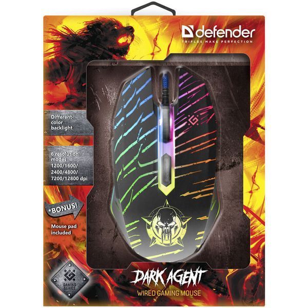 Мышка Defender Dark Agent GM-590L USB Black (52590) 52590 фото