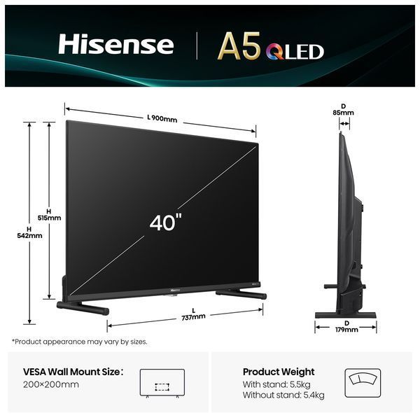 Телевізор 40" Hisense 40A5Q 40A5Q фото