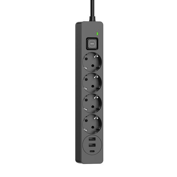 Сетевой фильтр-удлинитель СolorWay 4 розетки/3USB (2USB-A + 1 TYPE-C) Black 5M (CW-CHE435PDB) CW-CHE435PDB фото