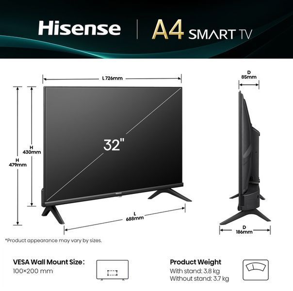 Телевізор 32" Hisense 32A4Q 32A4Q фото