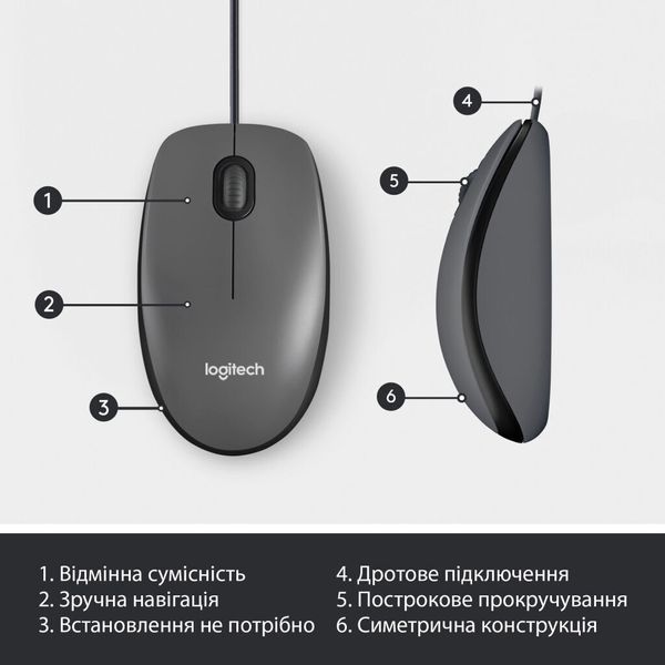 Мышка Logitech M100 USB Black (910-006652) 910-006652 фото