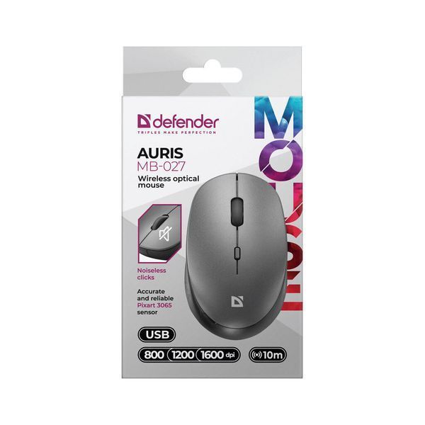 Мишка Defender Auris MB-027 Silent Wireless Grey (52029) 52029 фото